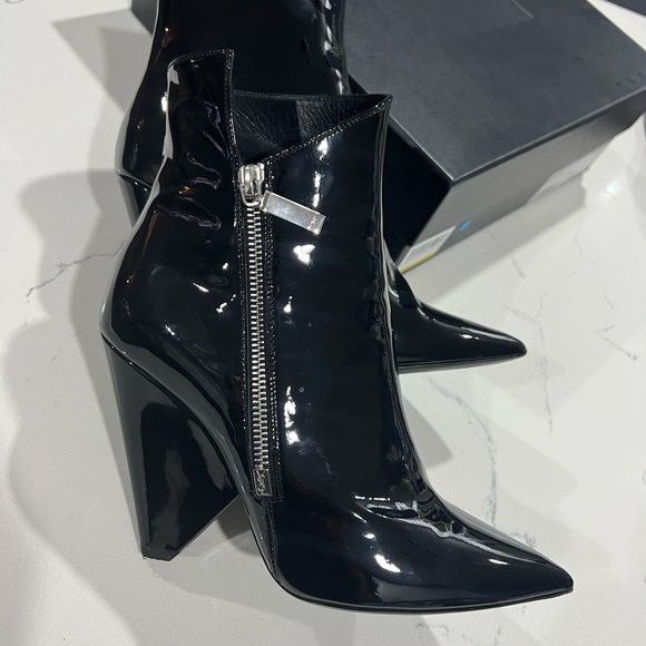 Saint Laurent Niki Patent Zip Bootie 38.5 - Picture 9 of 11